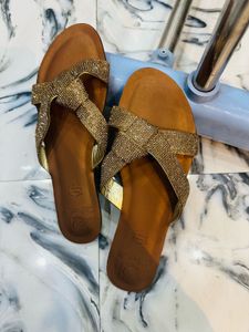 Gold Brown Flats By Catwalk