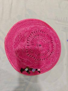 Pink Floral Crochet Bucket Hat