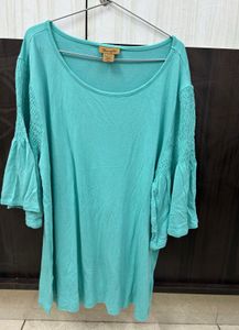 Teal Bell Sleeve Top
