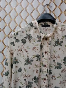 New Korean Floral Bow Shirt Top