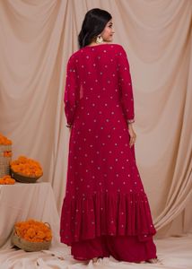 Rani Pink Zariwork Readymade Sharara Suit Size XL
