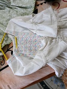 Embroidered White Kurta