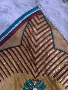 Elegant Gold gliter Saree with stones