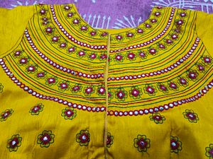 beautiful mustard blouse with work