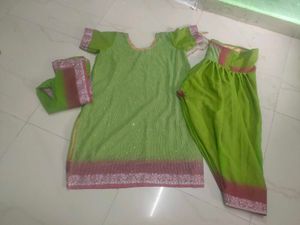 Olive Green Embroidered Salwar Kameez