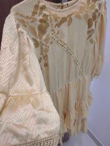 Golden Ruffle Tiered Dress