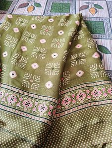 Olive Green Patterned Fabric