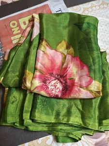 Elegant Green Floral frendi Saree..