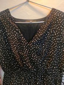 Printed A Line Dress With Waist Tie Up