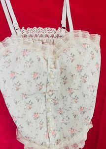 Hot Combo Black Lace Corset Top And Floral Too