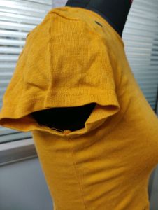 Stylish Mustard Short Sleeve Rib Crop Top