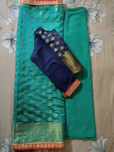 Sea green banarsi silk saree