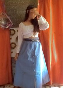 Blue Denim Korean Skirt