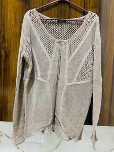 Beige Crochet Top For Women
