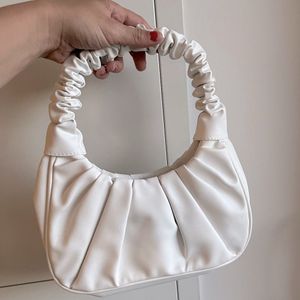 White Ruched Shoulder Bag