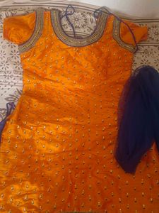 Orange Embellished Kurta Set