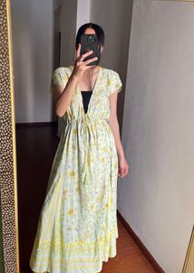 V neck Weekend Floral Cotton Maxi