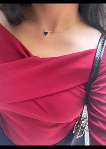 Red Off-Shoulder Long Sleeve Top