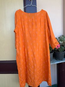 Orange Printed Kurti