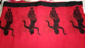 Red Saree with Black Embroidery