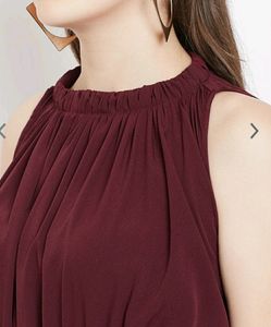 Burgundy Solid Basic Jumpsuit