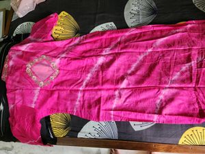 Pink Kurta And Peach Dupatta Set