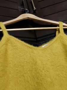 Women Mustard Fuzzy Tank Top