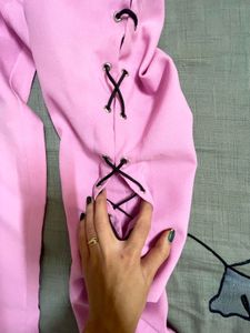 Pink Lace-Up Pants
