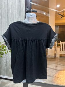 Black T-Shirt with Silver Trim
