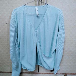 Kazo Light Blue Pleated Top