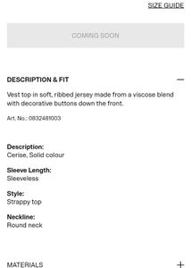 H&amp;M Ribbed Vest Top (34-36)