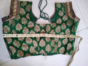 Green -Violet Lahenga Net With Brocade