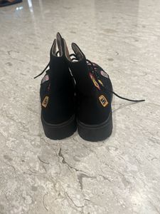 Black patch army boots