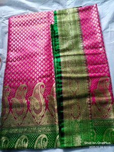 Pink &amp; Green Benarasi silk saree