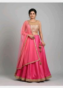 Gorgeous pink satin lehenga