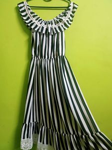 White And Black Check Gown