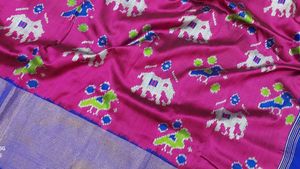 Silk Saree with Elephant Print