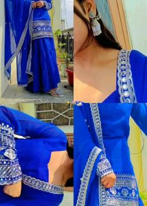 Elegant Blue Gharara Suit
