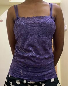 Padded Purple Lace Cami Top