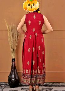 Woman Floral Print Cotton Rayon Front Style Kurta