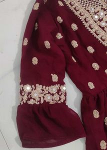 New Unused Zari Mirror Work Peplum Garara Set