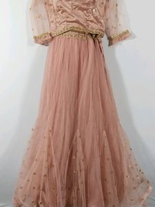 Peach Embroidery Printed Lehanga Choli (Women)
