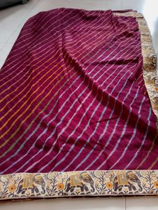 Maroon Multicolour Lehariya Saree