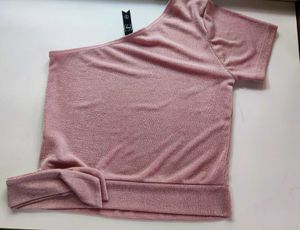 Fancy Peach Crop top offshoulder