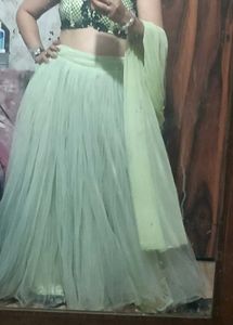 Beautiful Lahanga Choli Black Pears Work