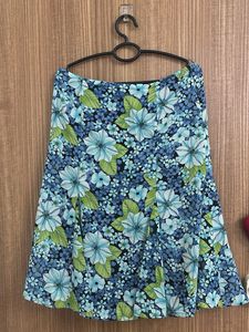 Blue Floral A-Line Skirt