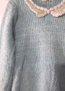 Blue Fuzzy Sweater Dress