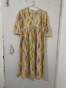 Beutiful A Line Kurti With Beautiful Neck Design