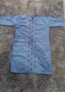 Blue Embroidered Tunic Top