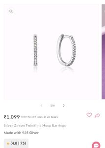 GIVA 92.5 Sterling Silver Hoop Earring.